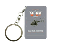 Thumbnail for MD AH-6M Little Bird design on gray designed key chain, double-side print