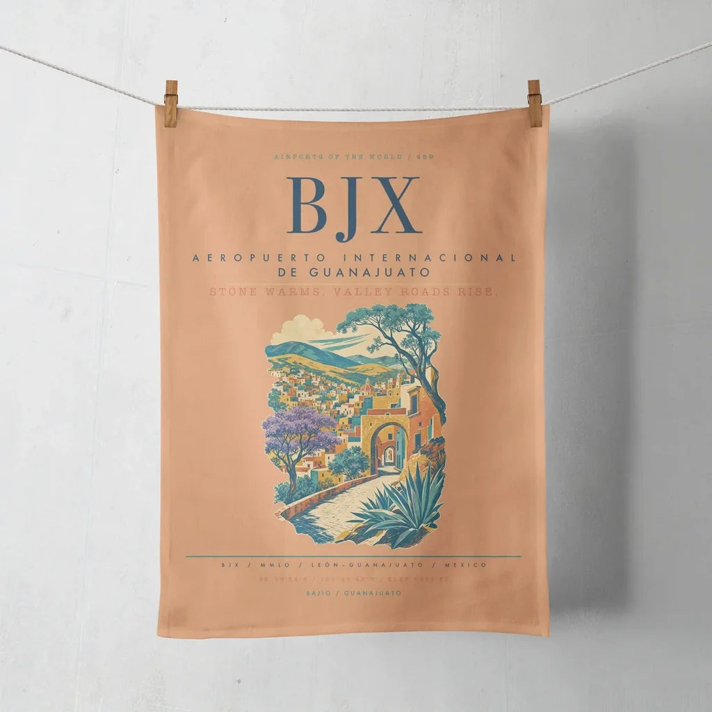 Aeropuerto Internacional de Guanajuato (BJX) design on orange towel