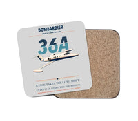 Thumbnail for Bombardier Learjet 36A design on light gray 1 piece coaster