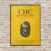 Thumbnail for Christchurch Airport CHC vertical canvas print - framed - yellow background