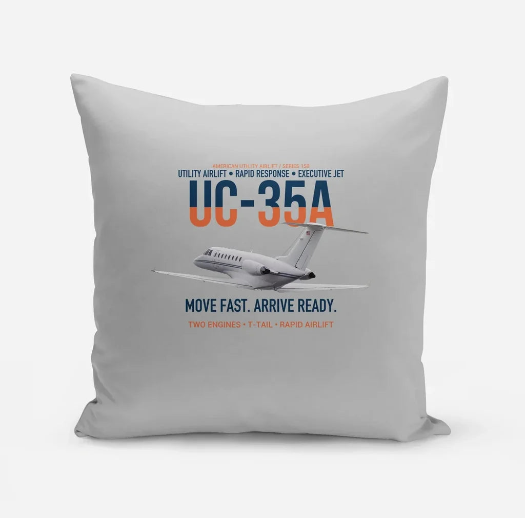 UC-35A Citation Ultra Rapid Utility Airlift design on light gray pillow
