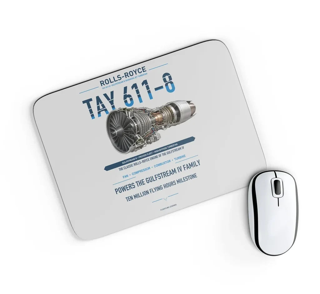 TAY 611-8 design on light gray rectangle mouse pad