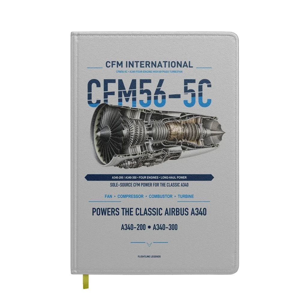 CFM56-5C design on light gray notebook