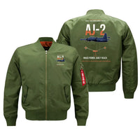 Thumbnail for AJ-2 Savage Tanker design on green bomber jacket, double-side print