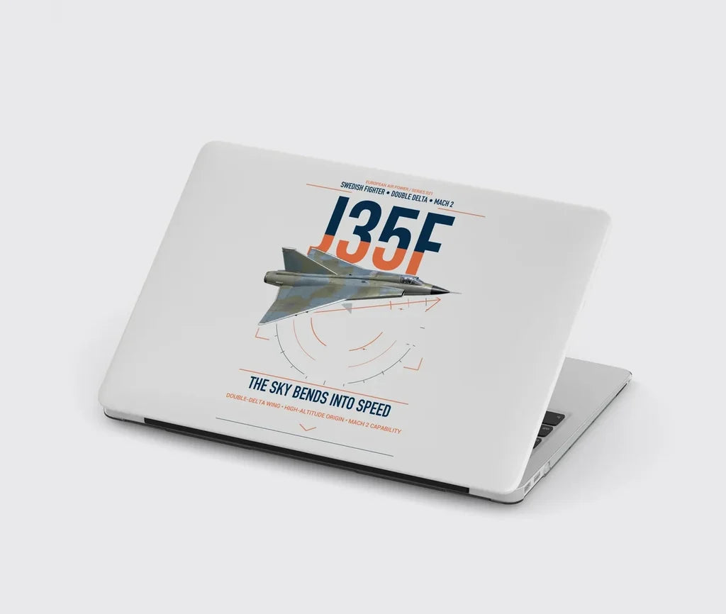Saab J 35F Draken design on light gray MacBook case
