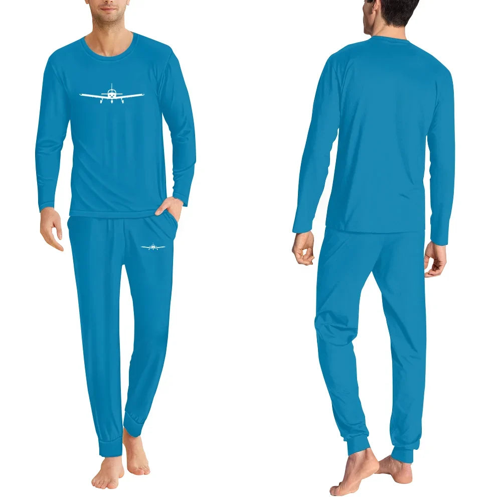 Piper PA28 Silhouette Plane men pajamas - Light Blue