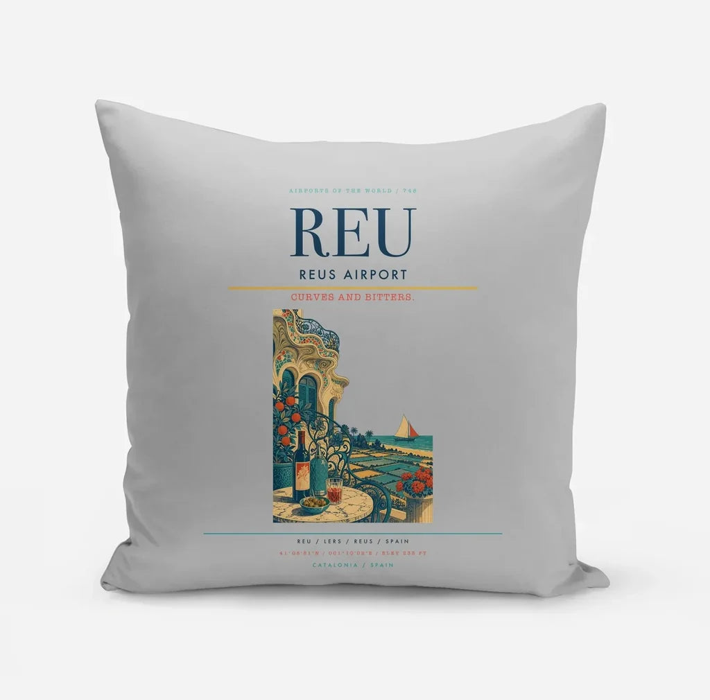 Reus Airport (REU) design on light gray pillow
