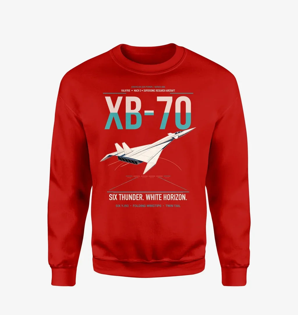 XB-70A Valkyrie design on red sweatshirt