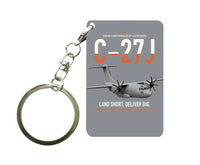 Thumbnail for C-27J Spartan design on gray designed key chain, double-side print