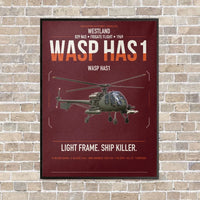 Thumbnail for Westland Wasp HAS1 vertical canvas print - framed - dark red background