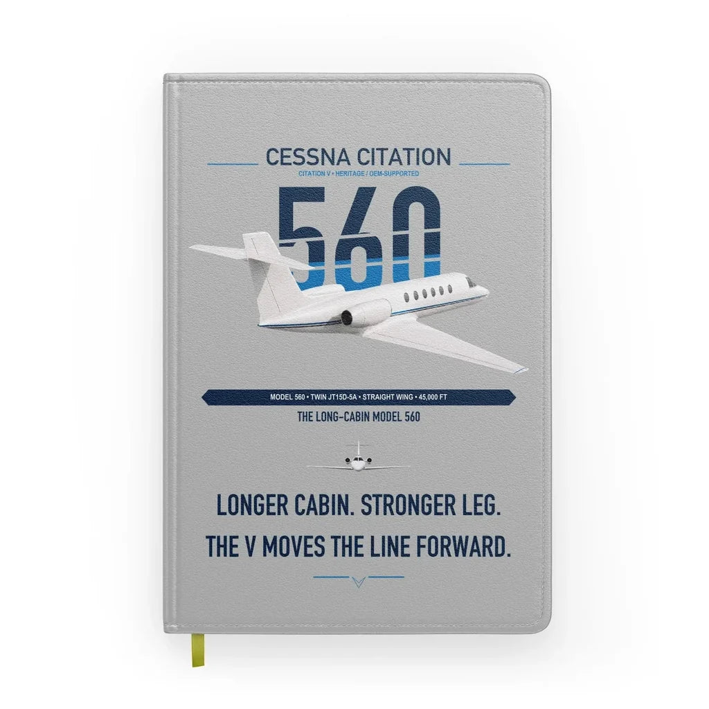 Cessna Citation 560 - Citation V design on light gray notebook