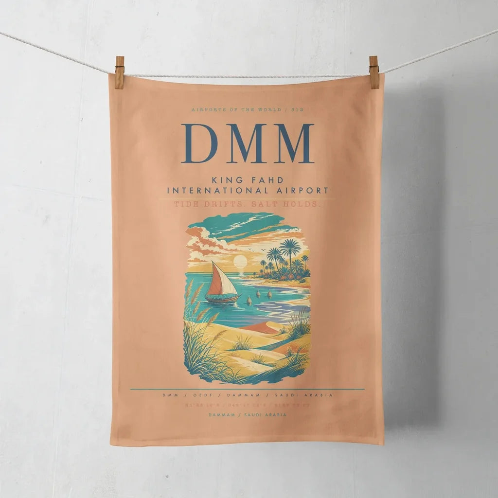 King Fahd International Airport (DMM) design on orange towel