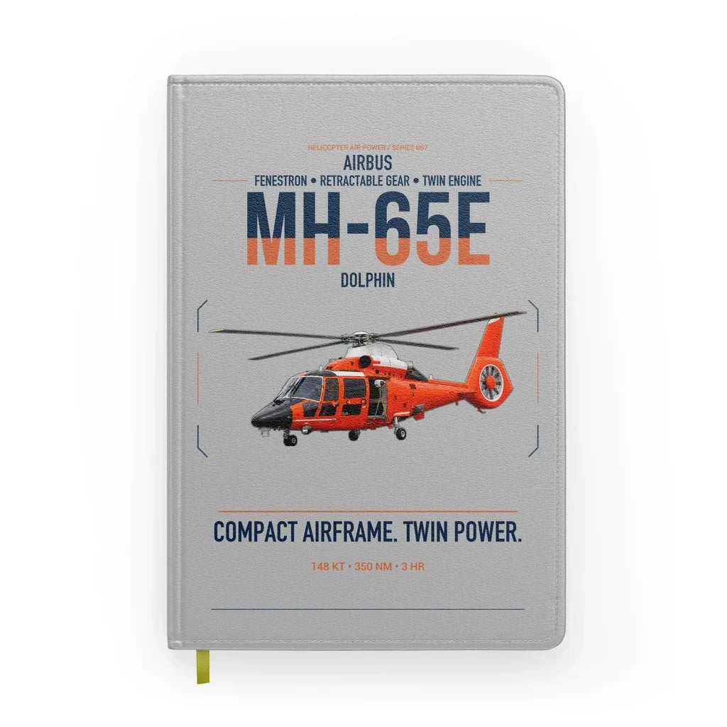 Airbus MH-65E Dolphin design on light gray notebook