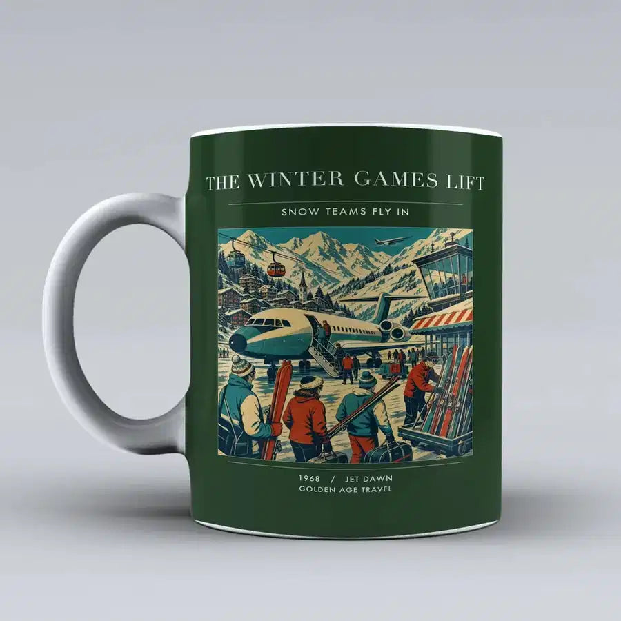 VINTAGE G4130 - The Winter Games Lift - Ceramic Mug design on darkgreen