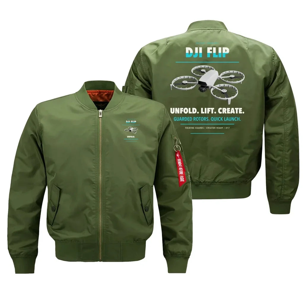 DJI Flip design on green bomber