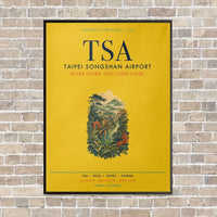 Thumbnail for Taipei Songshan Airport TSA vertical canvas print - framed - yellow background