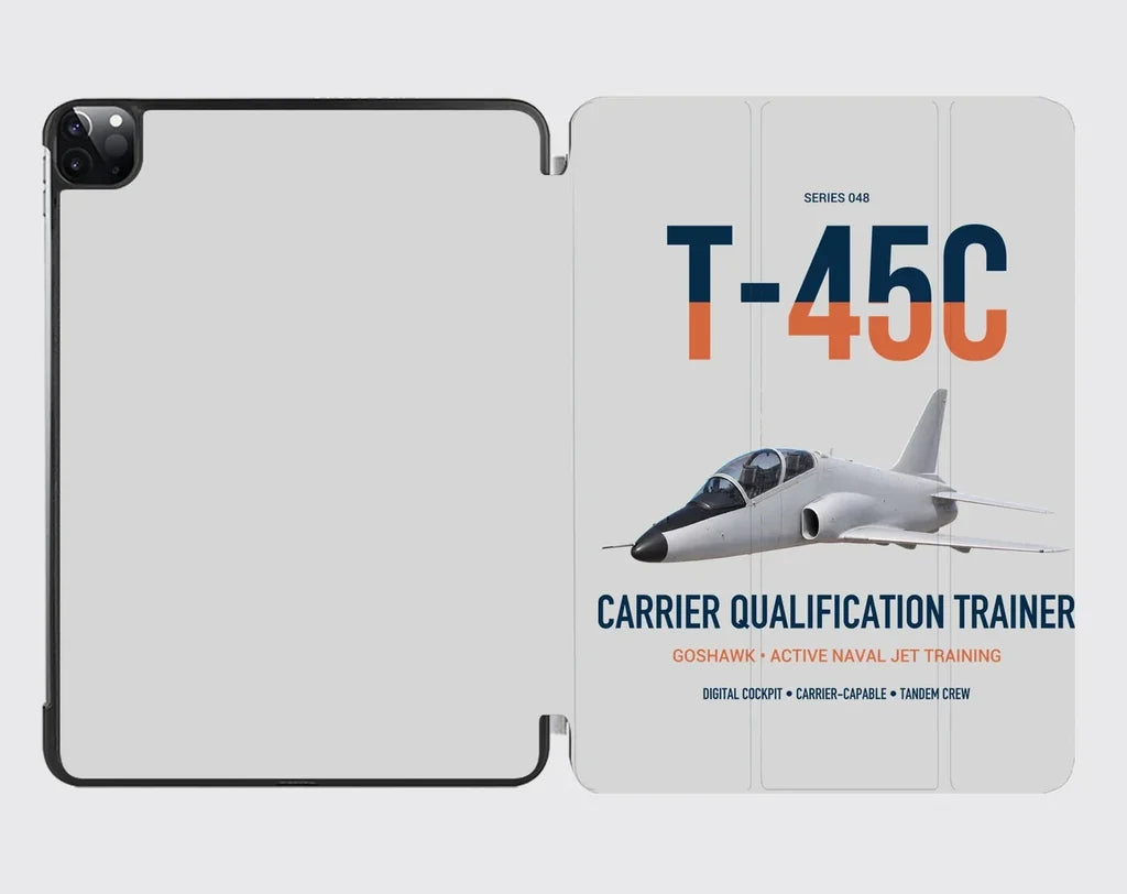 T-45C Goshawk design on light gray ipad tablet case