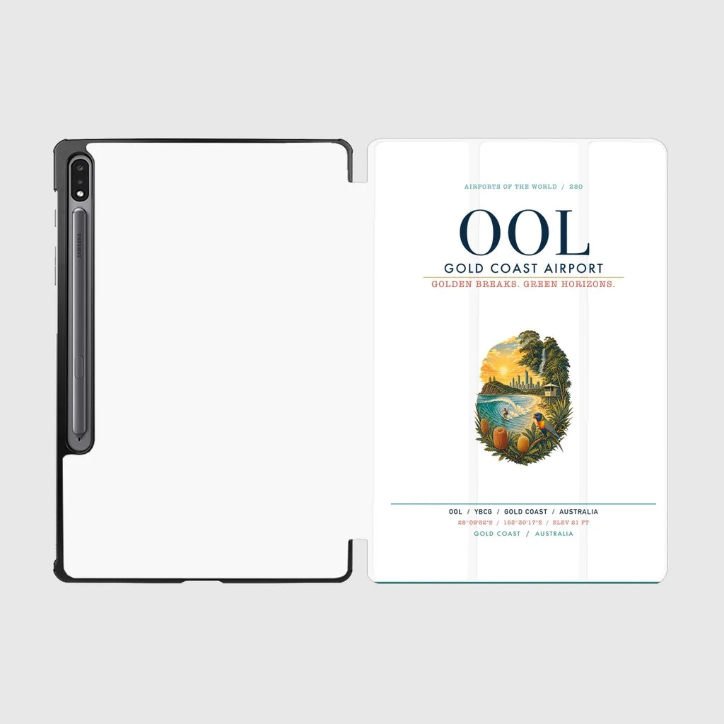 Gold Coast Airport (OOL) design on white samsung tablet tablet case