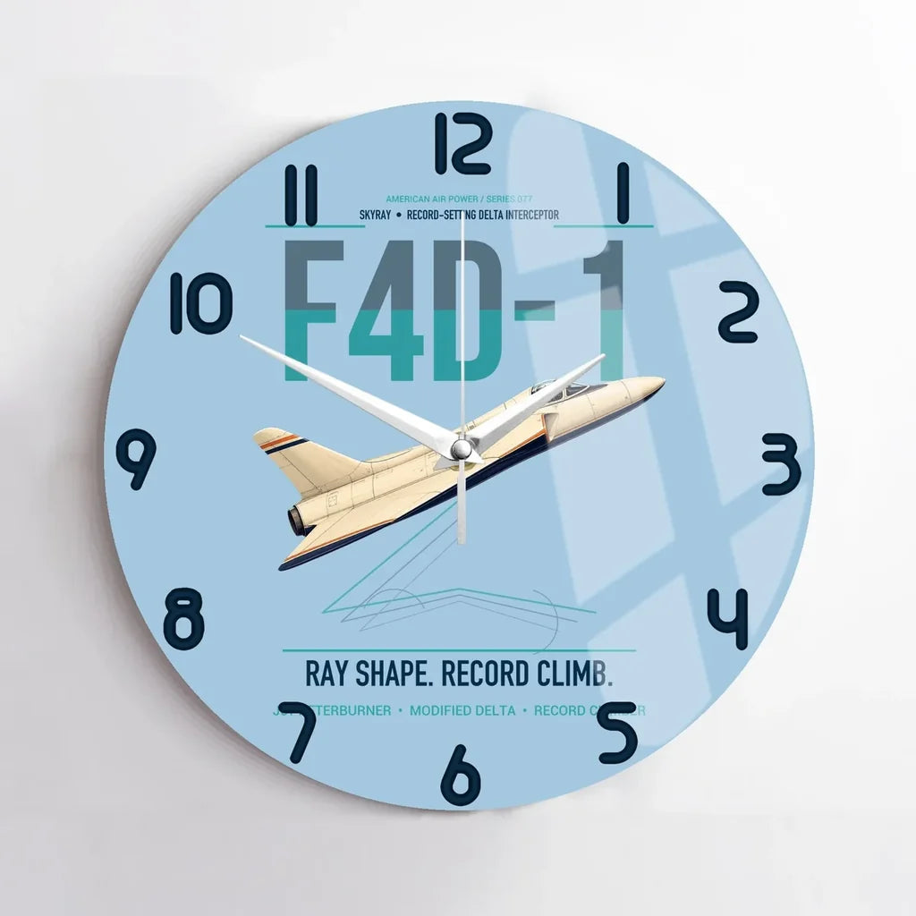 F4D-1 Skyray design on light blue no frame wall clock