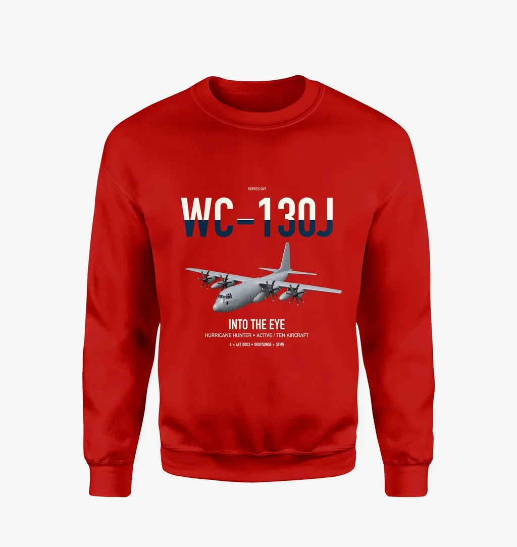 WC-130J Hurricane Hunter design on red sweatshirt