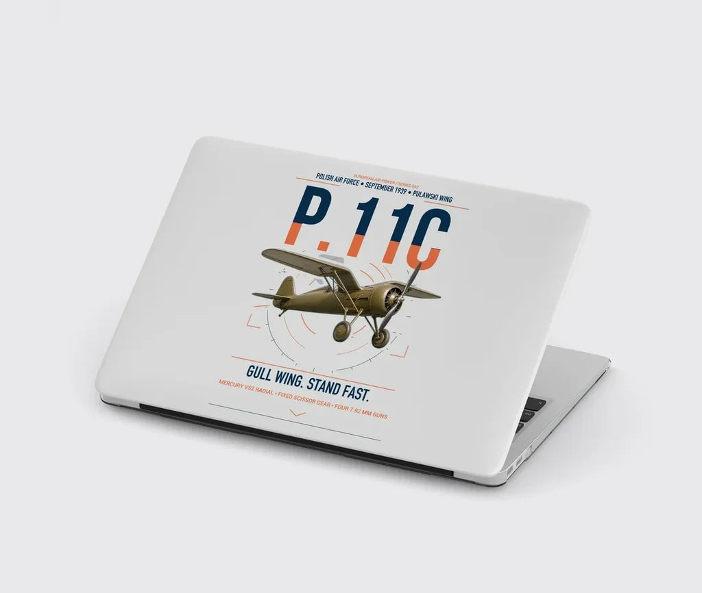 PZL P.11c design on light gray MacBook case