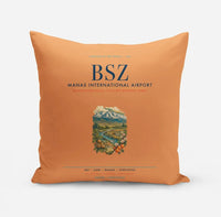 Thumbnail for Manas International Airport Bishkek (BSZ) design on orange pillow
