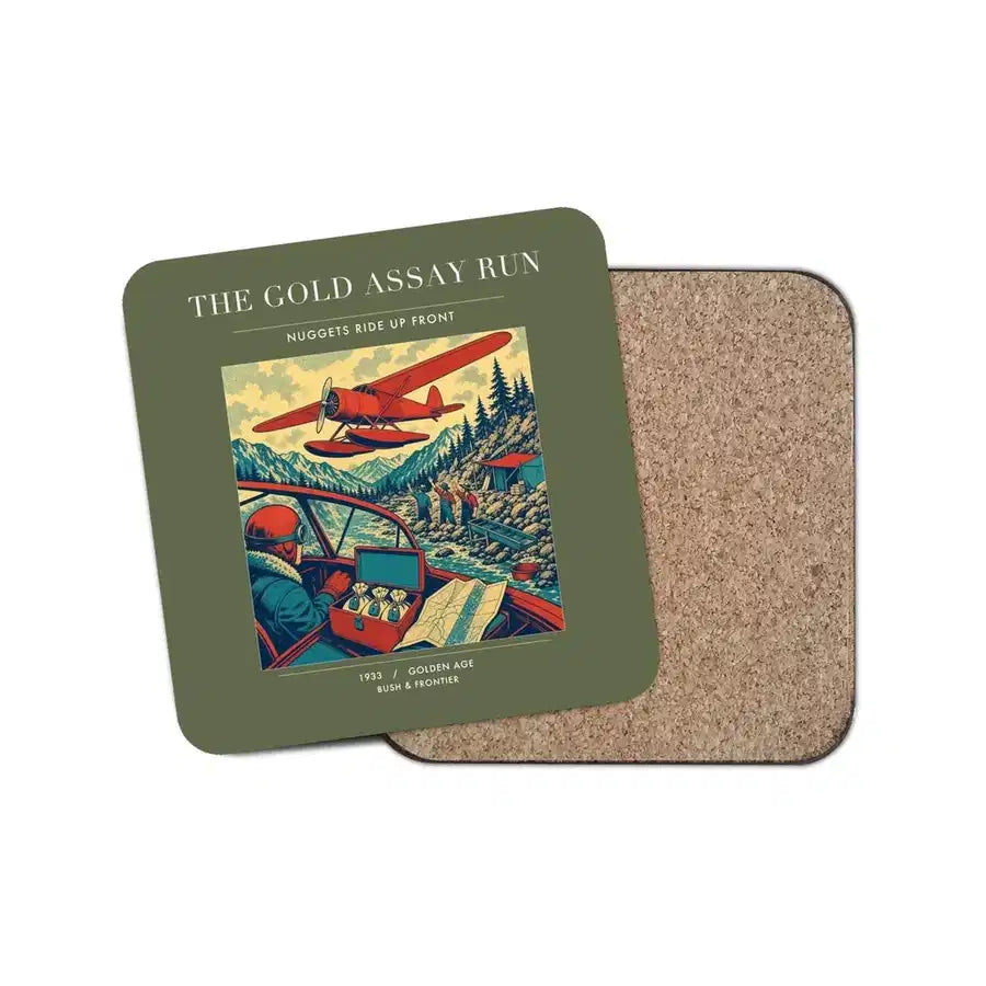 The Gold Assay Run - Designed Coasters design on green army 1-piece