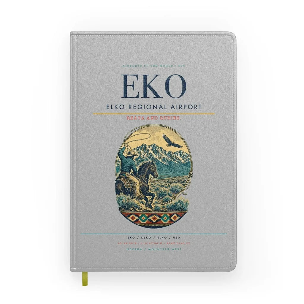 Elko Regional Airport (EKO) design on light gray notebook