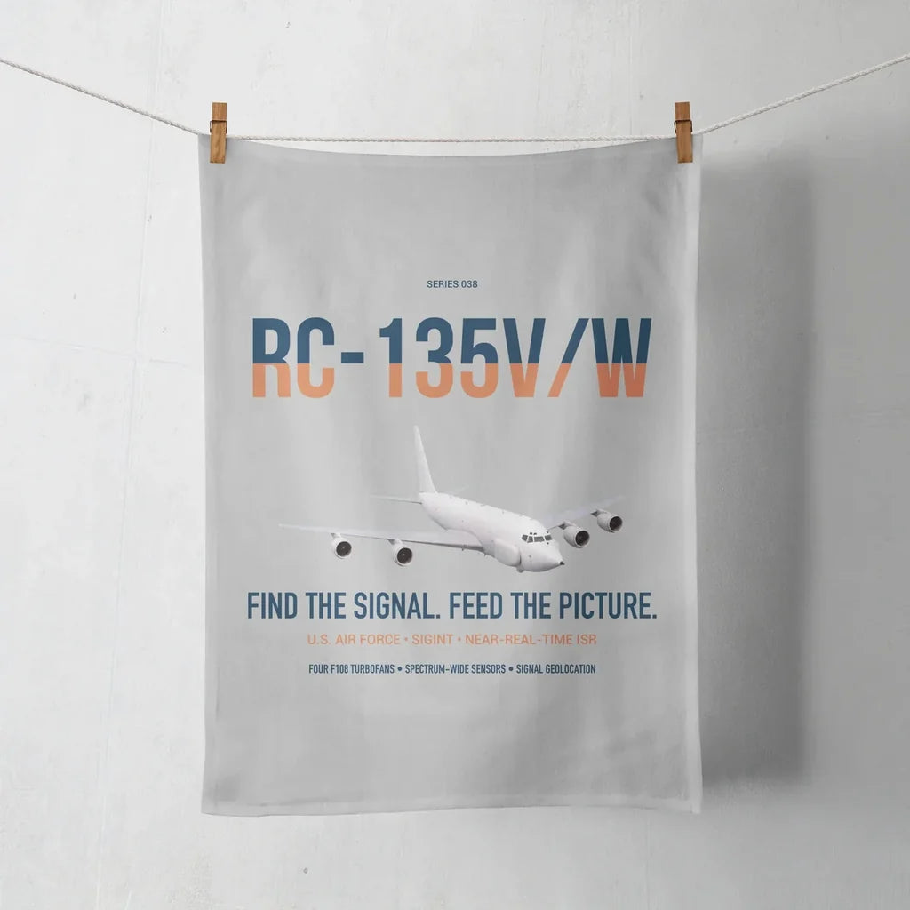 RC-135V W Rivet Joint design on light gray towel