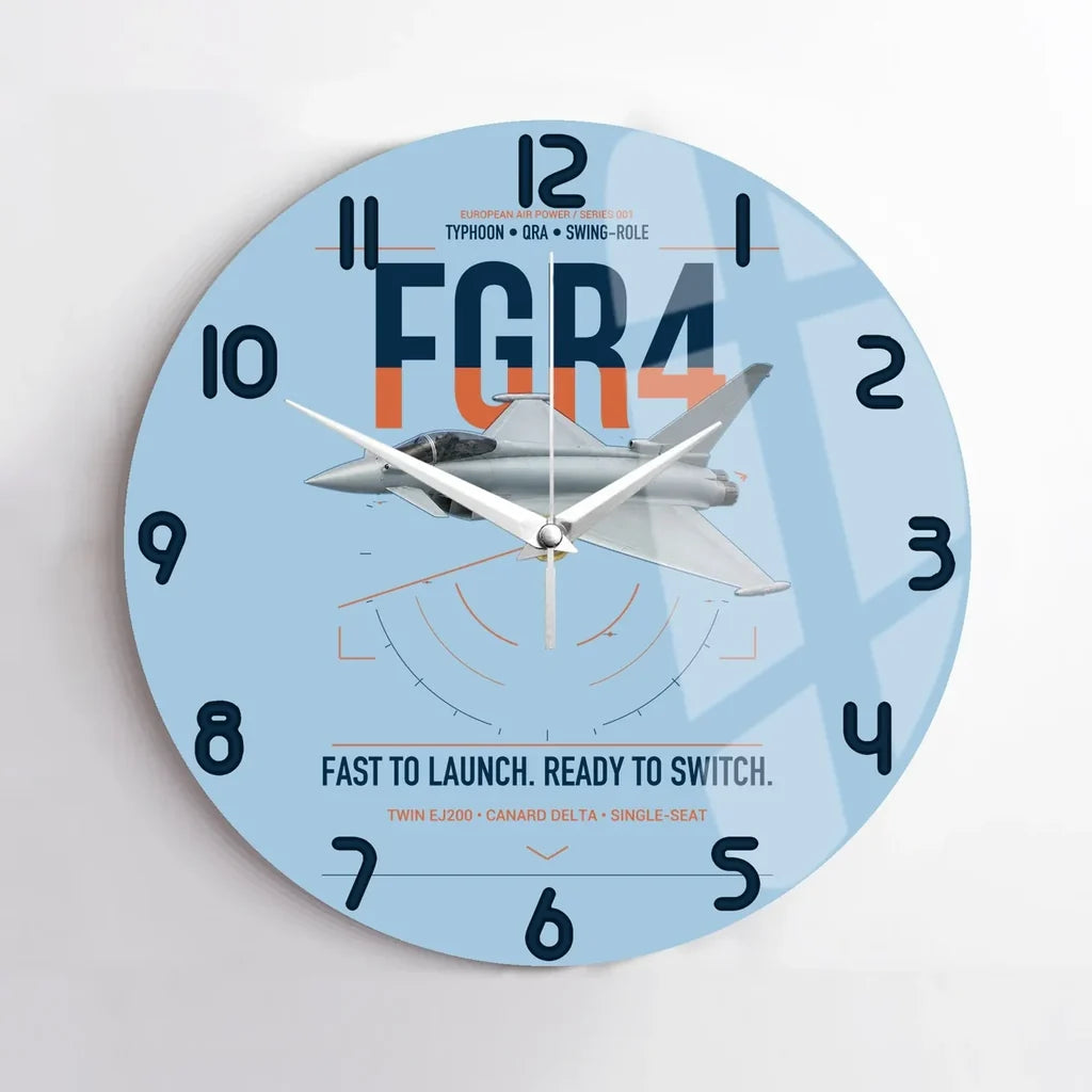 Eurofighter Typhoon FGR4 design on light blue no frame wall clock