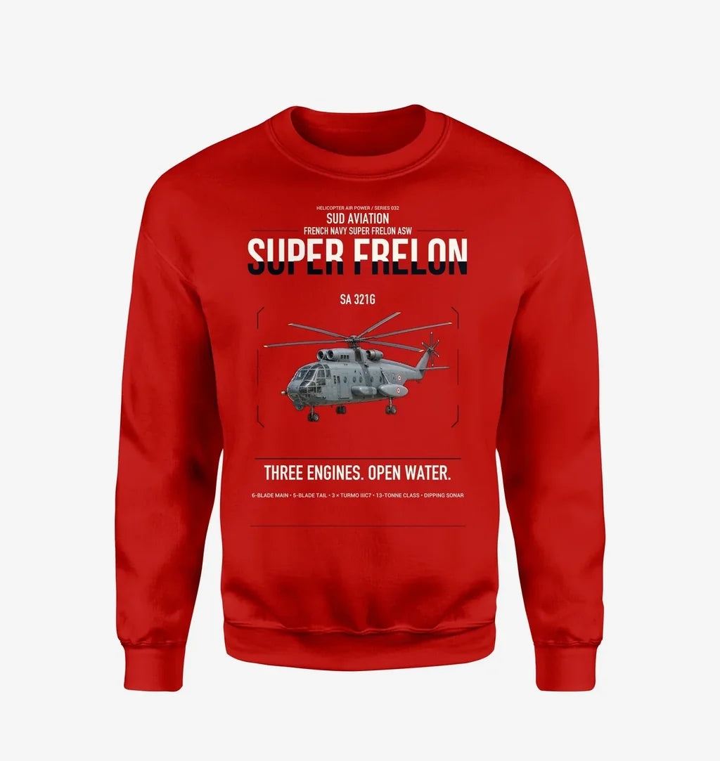 Sud Aviation SA 321G Super Frelon design on red sweatshirt