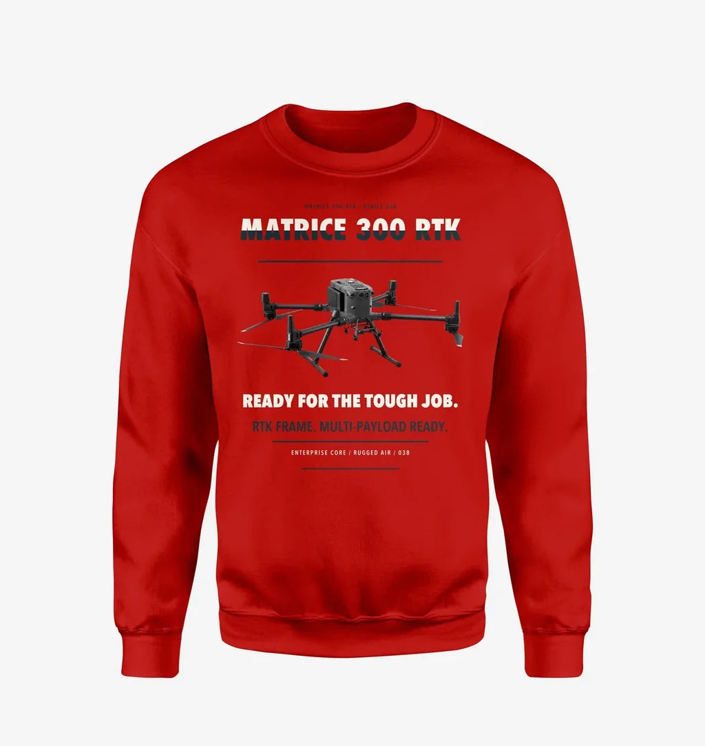 DJI Matrice 300 RTK design on red sweatshirt