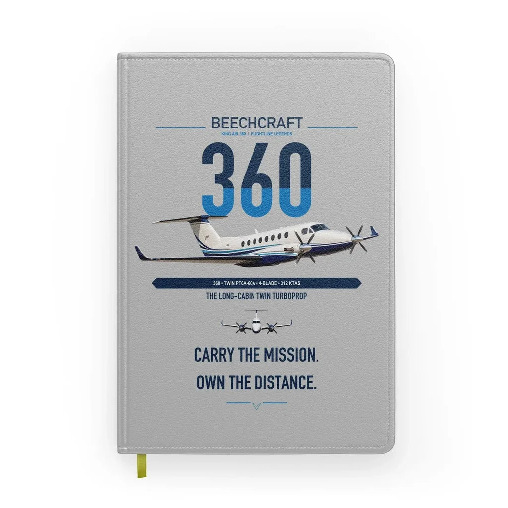 Beechcraft King Air 360 design on light gray notebook