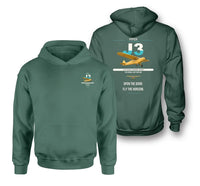 Thumbnail for Piper J-3 Cub design on green double-side hoodie, double-side print
