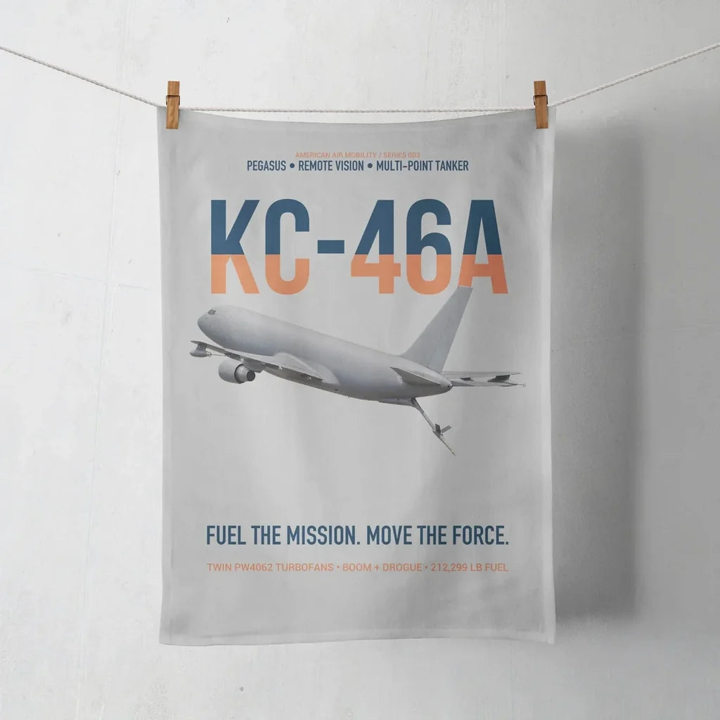 KC-46A PEGASUS design on light gray towel