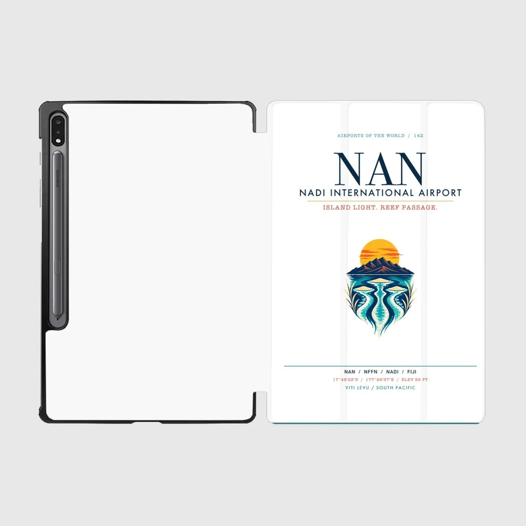 Nadi International Airport (NAN) design on white samsung tablet tablet case
