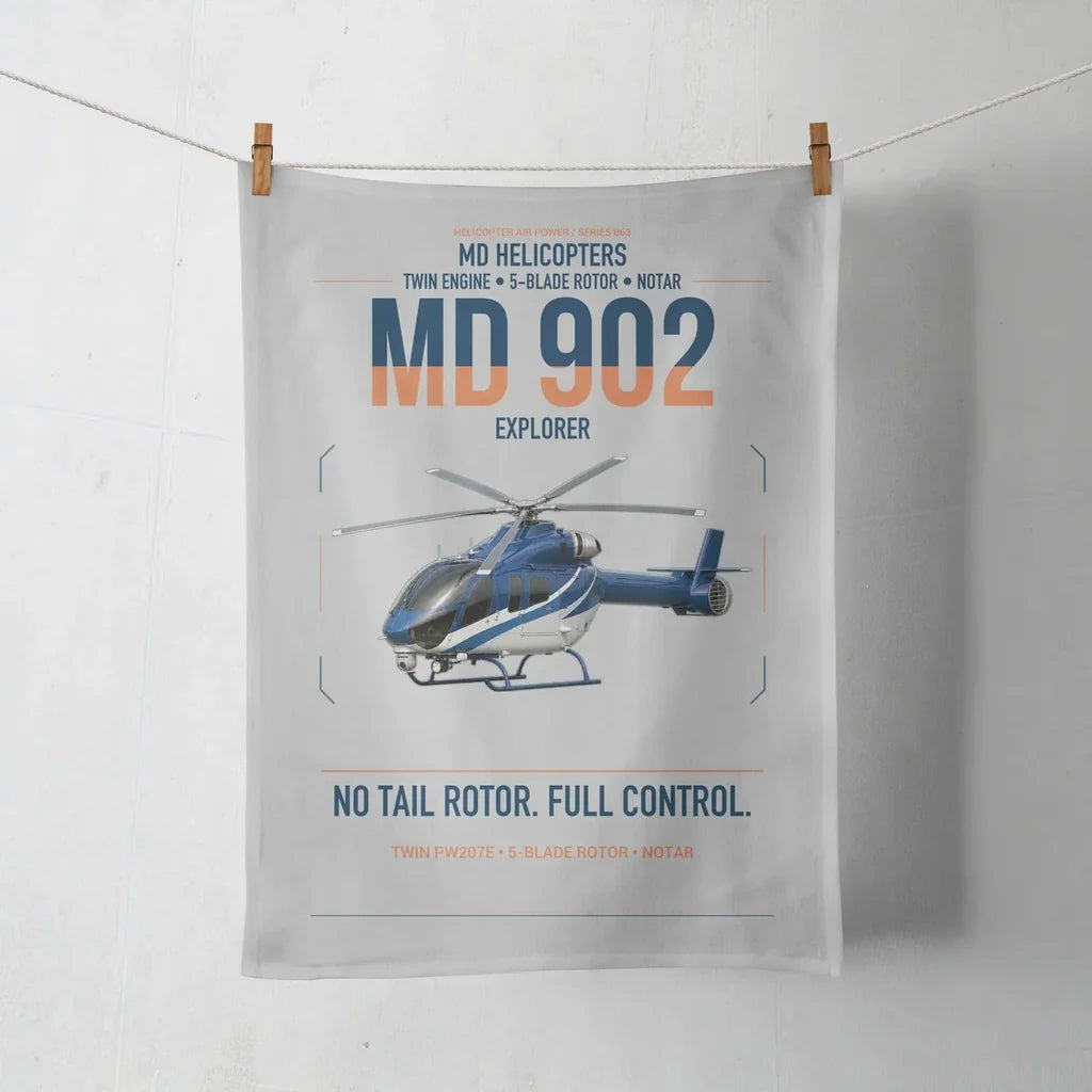 MD Helicopters MD 902 Explorer design on light gray towel