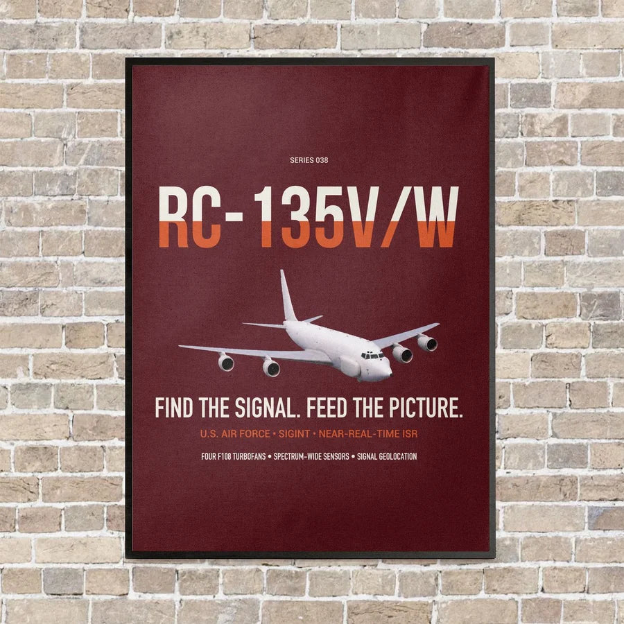RC-135V W Rivet Joint vertical canvas print - framed - dark red background