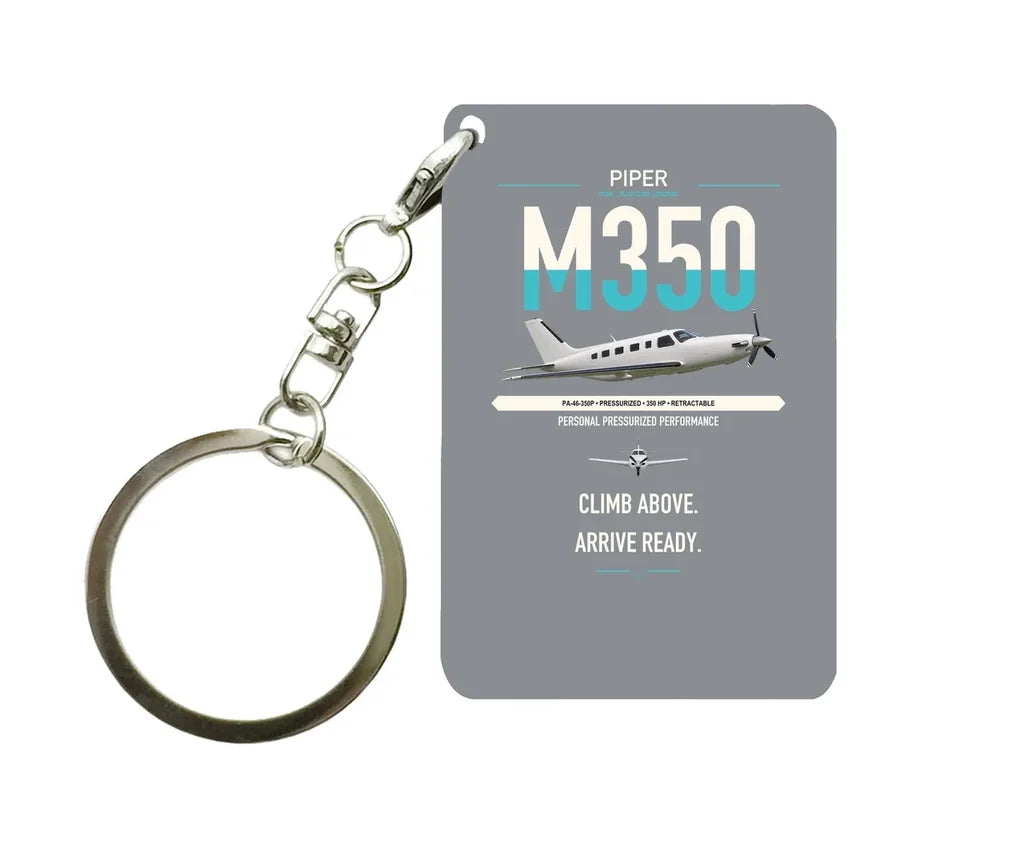 Piper M350 design on gray designed key chain, double-side print