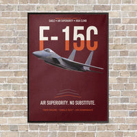 Thumbnail for F-15C Eagle Air Superiority No Substitute vertical canvas print - framed - dark red background