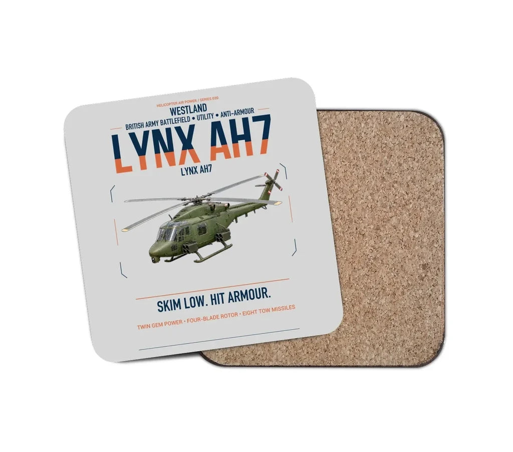 Westland Lynx AH7 design on light gray 1 piece coaster