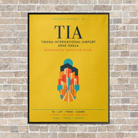 Thumbnail for Tirana International Airport Nënë Tereza TIA vertical canvas print - framed - yellow background