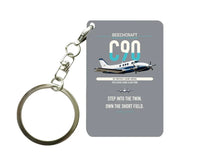 Thumbnail for Beechcraft King Air C90 design on gray designed key chain, double-side print
