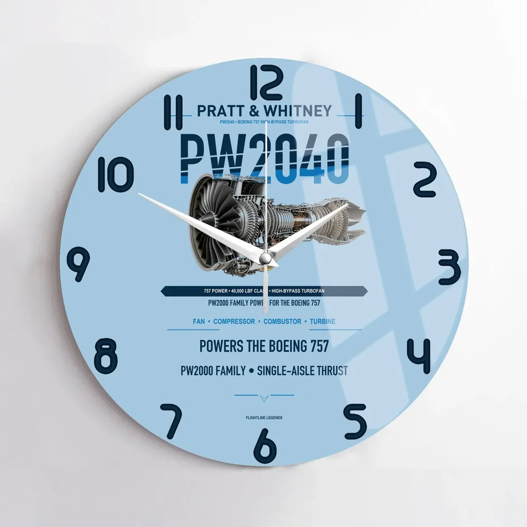 PW2040 design on light blue no frame wall clock