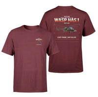 Thumbnail for Westland Wasp HAS1 design on dark red t-shirt, double-side print