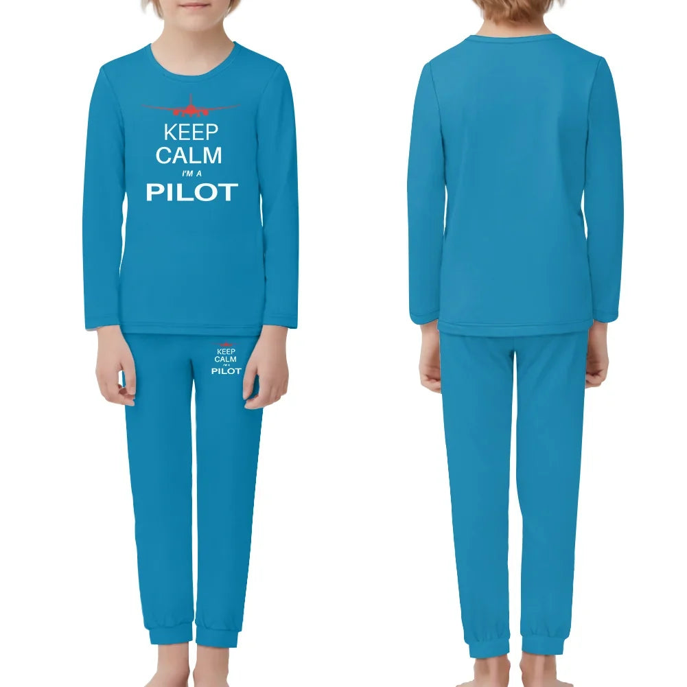 Pilot (777 Silhouette) children pajamas - Light Blue