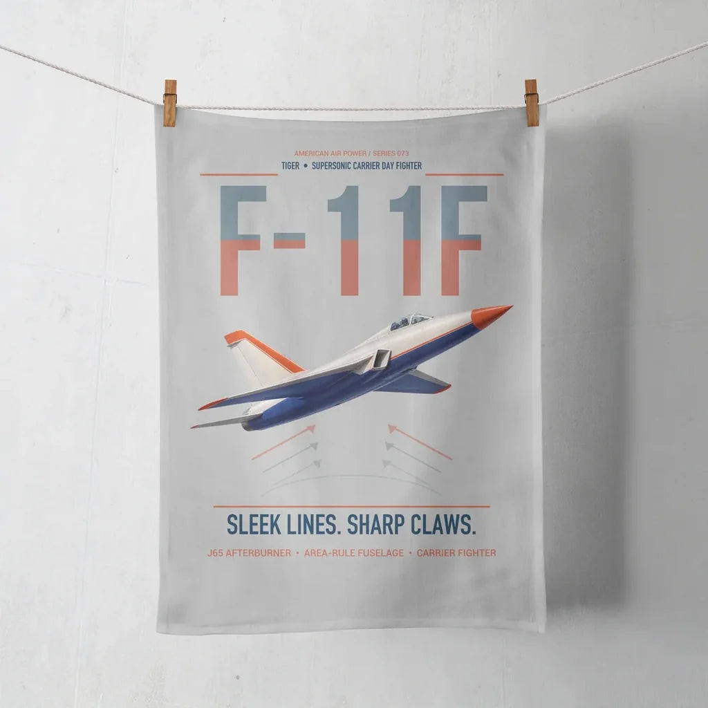 F-11F Tiger design on light gray towel