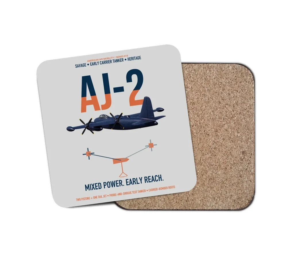 AJ-2 Savage Tanker design on light gray 1 piece coaster