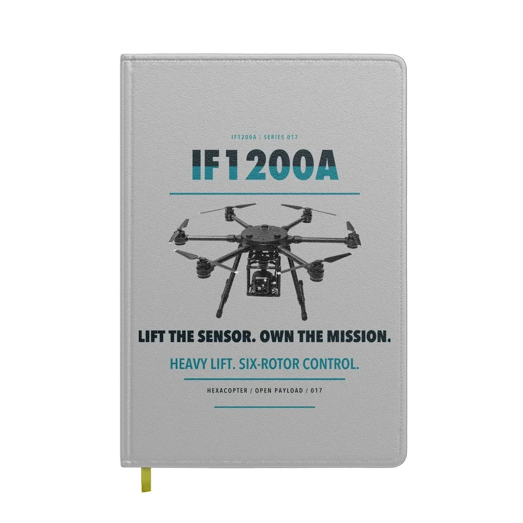 Inspired Flight IF1200A design on light gray notebook