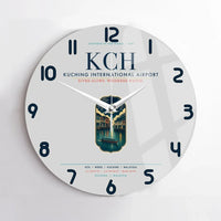 Thumbnail for Kuching International Airport (KCH) design on light gray no frame wall clock